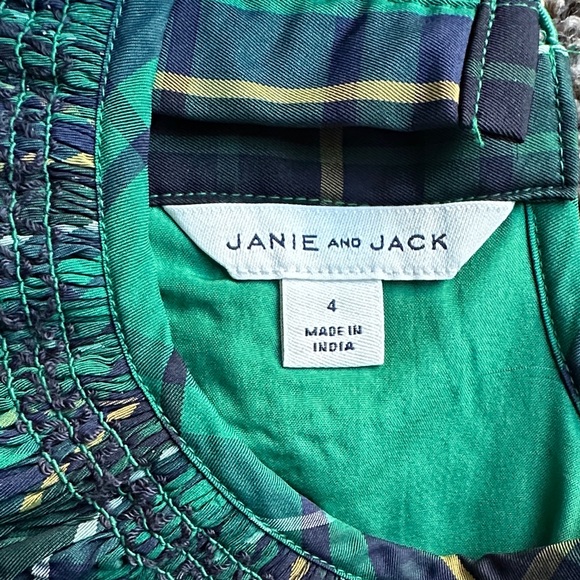 Janie and Jack Plaid Green Kids Dress - Picture 3 of 3